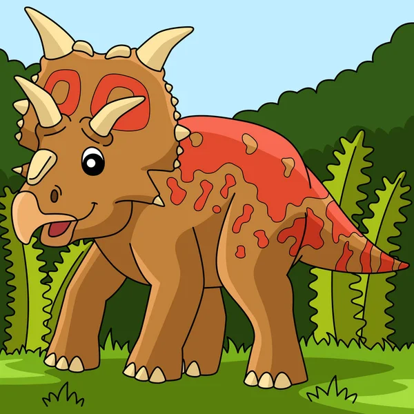 Xenoceratops dinozaur kolorowe ilustracji kreskówki — Wektor stockowy