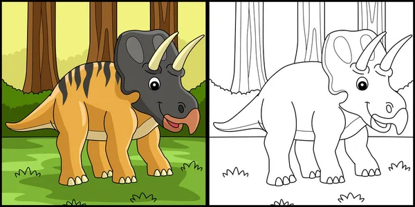 Zuniceratops Dinosaur Coloring Page Illustration — 스톡 벡터