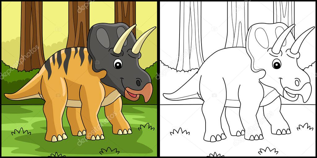 Zuniceratops Dinosaur Coloring Page Illustration
