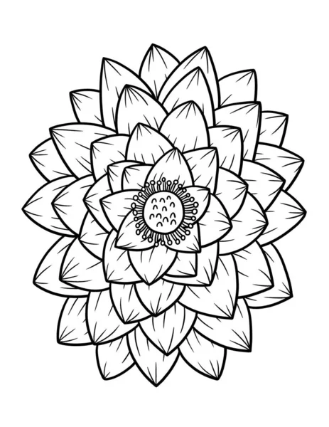 Page à colorier Lotus pour adultes — Image vectorielle