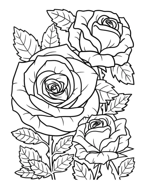 Coloriage Fleur Rose pour Adultes — Image vectorielle