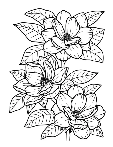 Magnolia Flower Coloring Page pro dospělé — Stockový vektor