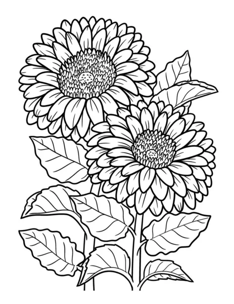 Gerbera Coloriage de fleurs pour adultes — Image vectorielle