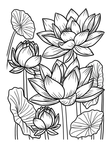 Lotus Flower Coloring Page pro dospělé — Stockový vektor
