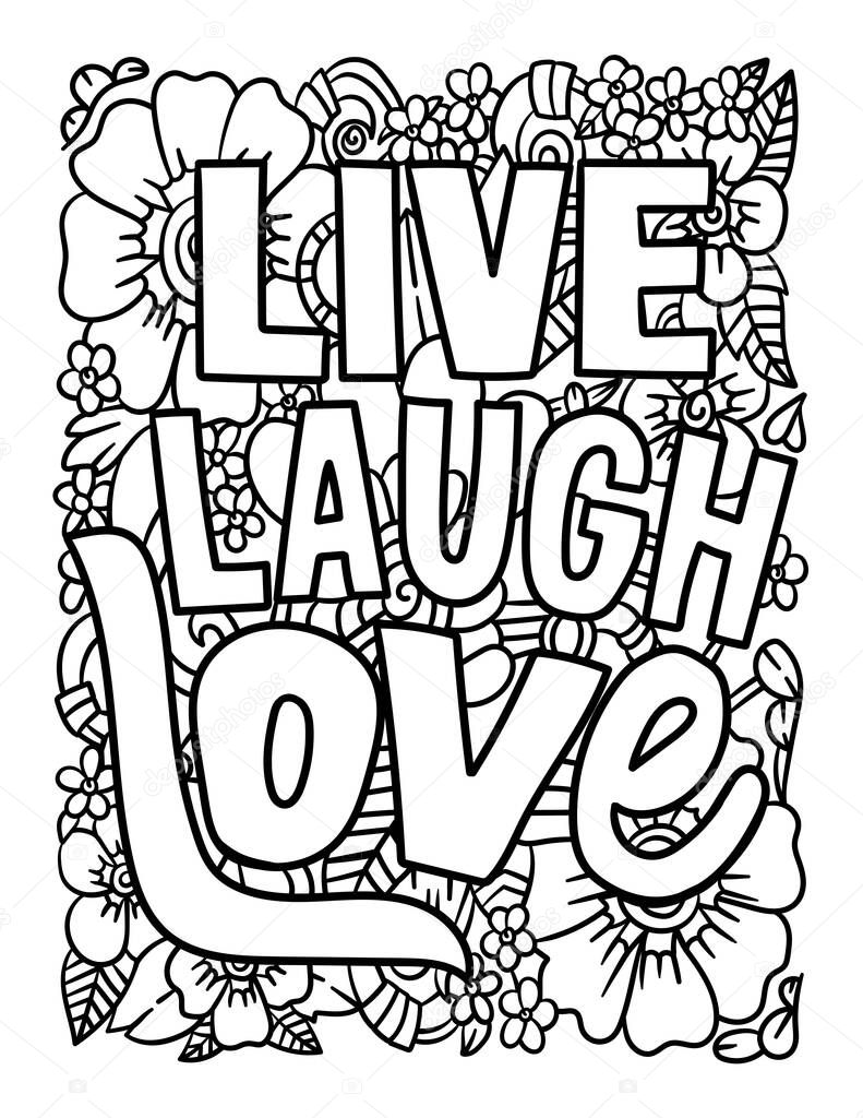 Live Laugh Love Motivational Quote Coloring Page