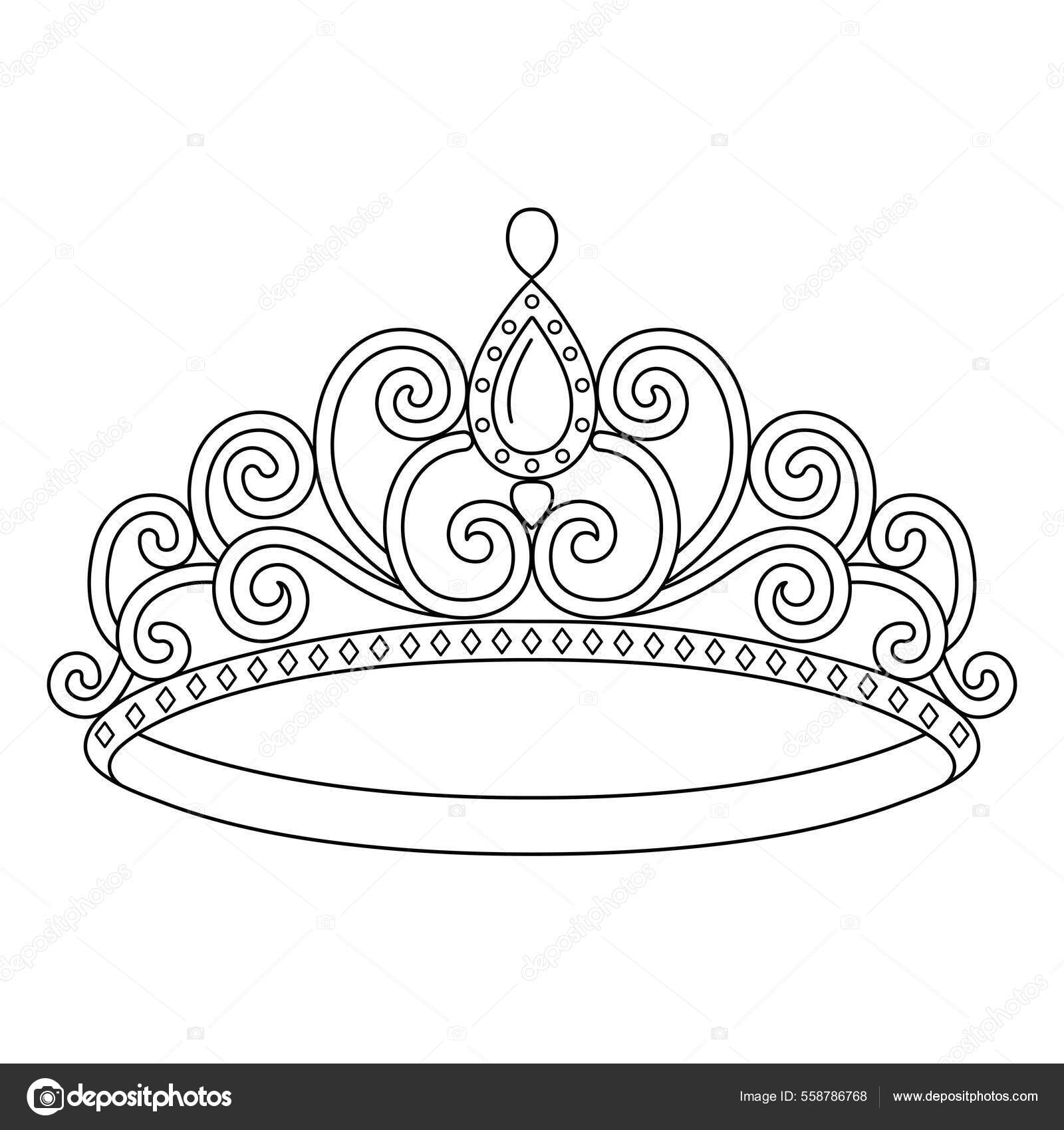Princesa coroa colorir página isolado Vetor de ©abbydesign 558786768, image size:1600x1700
