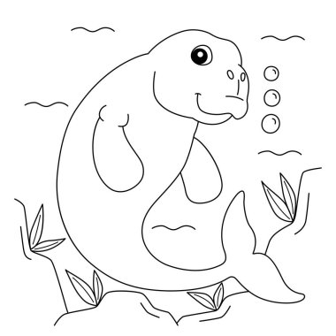 Çocuklar için Dugong Hayvan Boyama Sayfası