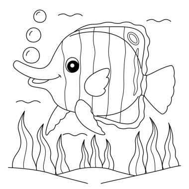 Çocuklar için Kelebek Balığı Boyama Sayfası