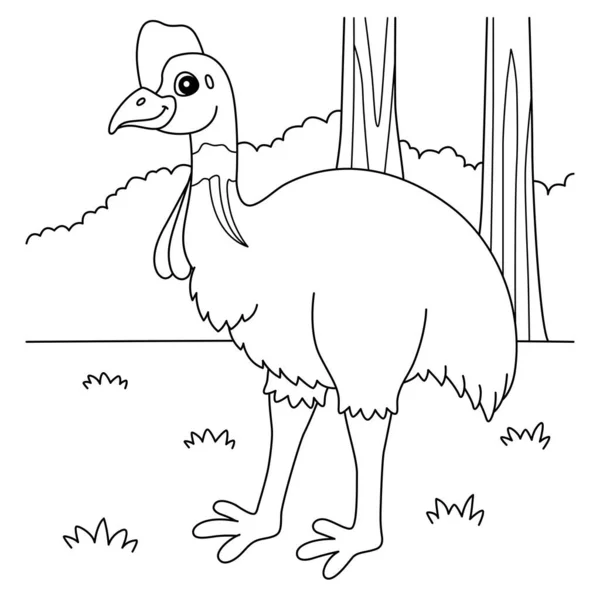 Cassowary Bird Animal Malseite für Kinder — Stockvektor