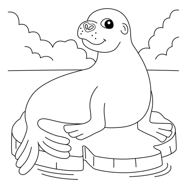 Çocuklar için Deniz Aslanı Hayvan Boyama Sayfası — Stok Vektör