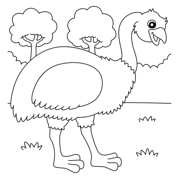 Emu Animal Coloring Page для детей — стоковый вектор