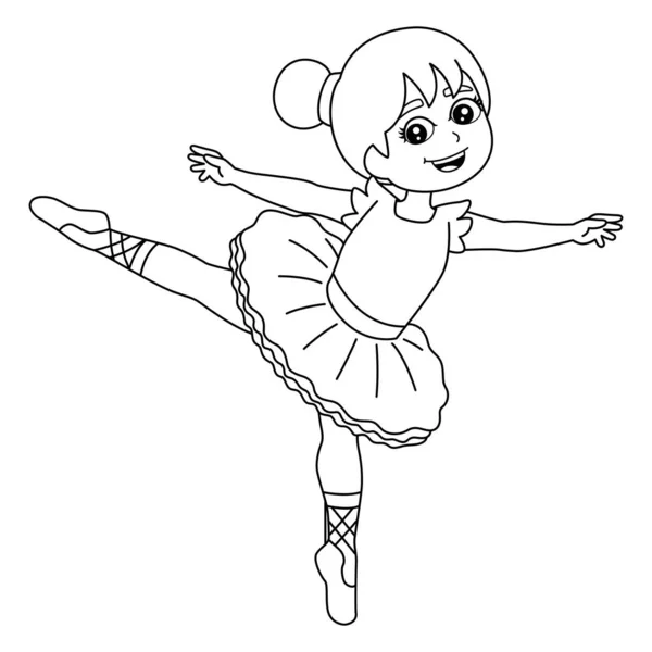 Bailarina bailarina chica para colorear página aislada — Vector de stock