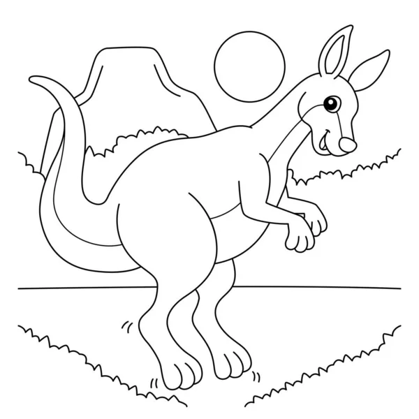 Página para colorear de canguro animal para niños — Vector de stock