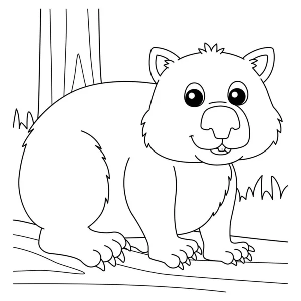 Wombat Animal Coloriage Page pour enfants — Image vectorielle