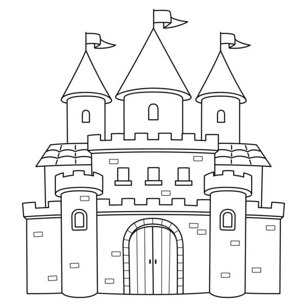 Página para colorear Castillo Real aislado para niños — Vector de stock