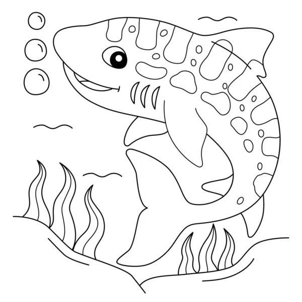 Pagina da colorare per animali da squalo leopardo per bambini — Vettoriale Stock