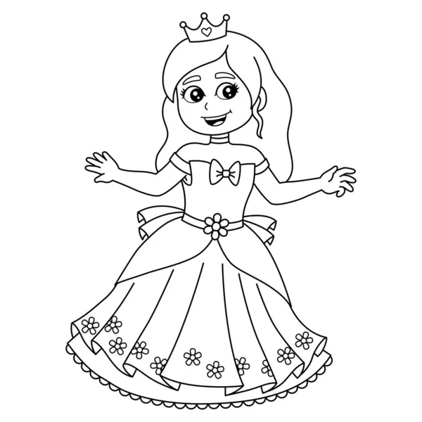 Princesse En face du Château Coloriage Isolé — Image vectorielle