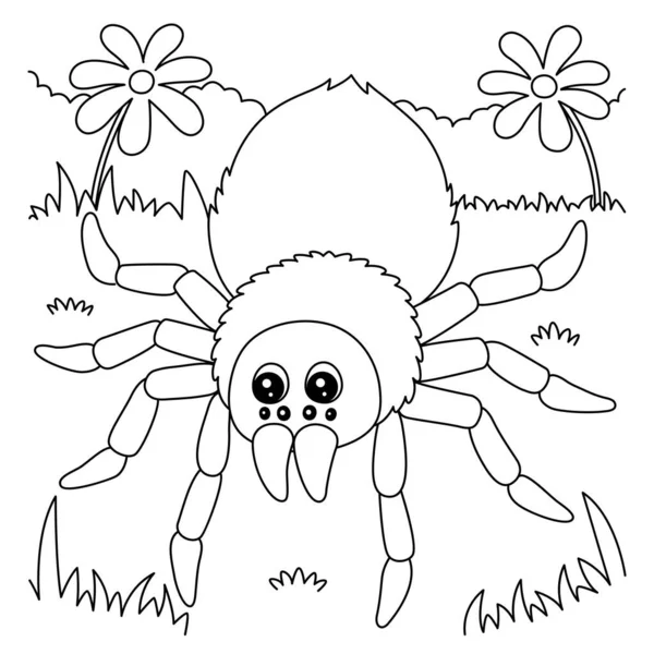 Tarantula Animal Coloring Page for Kids — Stock Vector