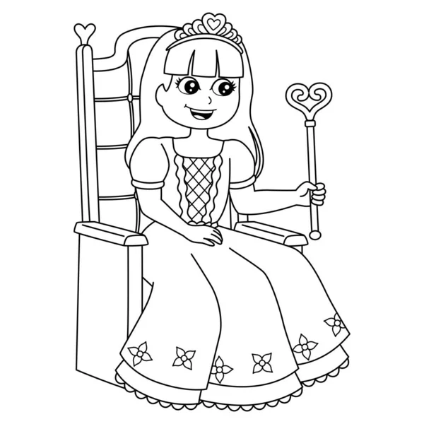 Página para colorear de princesa aislada para niños — Vector de stock