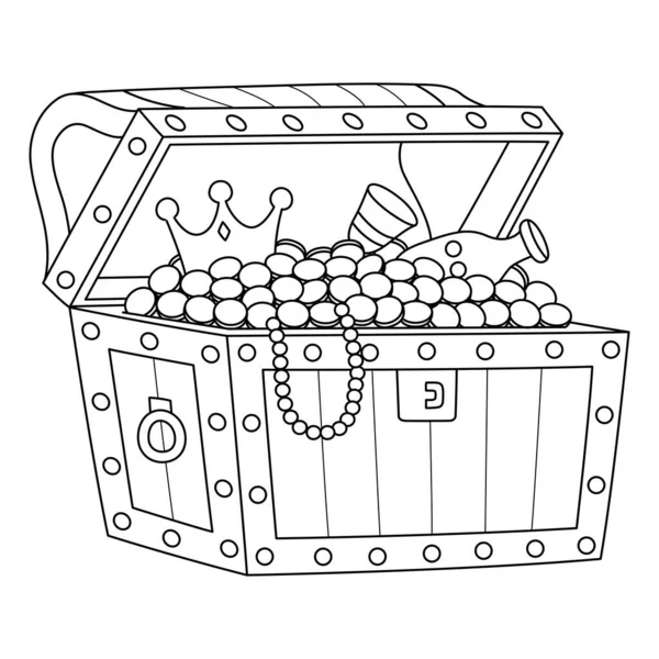 子供のために隔離された大きな宝箱のぬりえページ — ストックベクタ