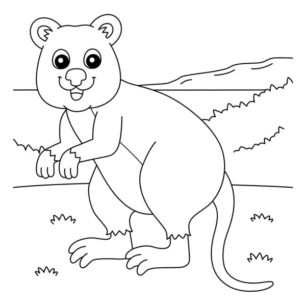 Quokka Animal Coloring Page för barn — Stock vektor
