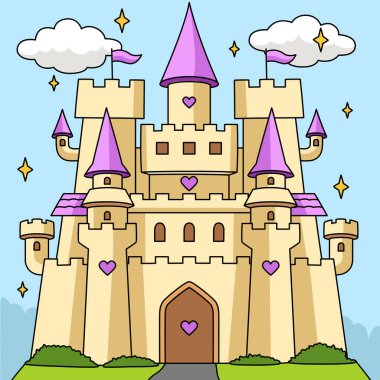 Büyük Kale Renkli Çizgi Film Çizimi