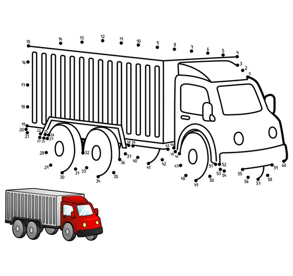 Pagina da colorare isolata del camion del punto a punto per i bambini — Vettoriale Stock
