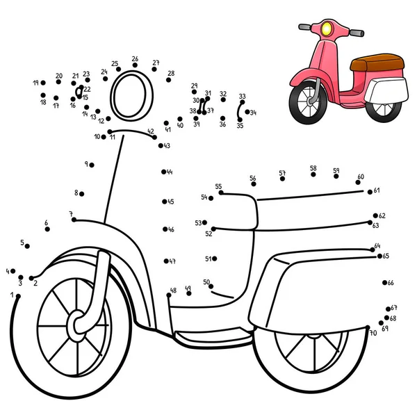 Dot to Dot Scooter Isolated Coloring Page for Kids — стоковый вектор