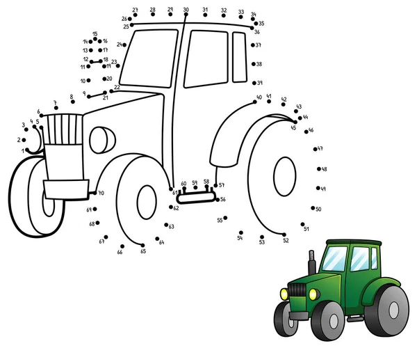 Dot to Dot Tractor Página aislada para colorear para niños — Archivo Imágenes Vectoriales