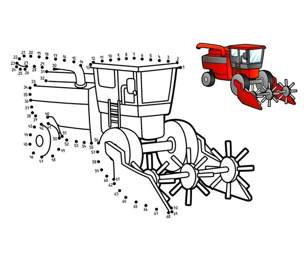 Dot to Dot Combinar cosechadora aislado para colorear — Archivo Imágenes Vectoriales