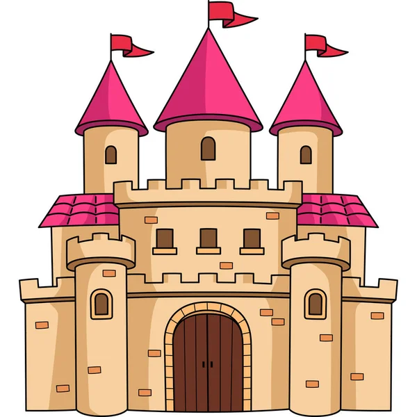 Royal Castle Çizgi Filmi Renkli Clipart İllüstrasyonu