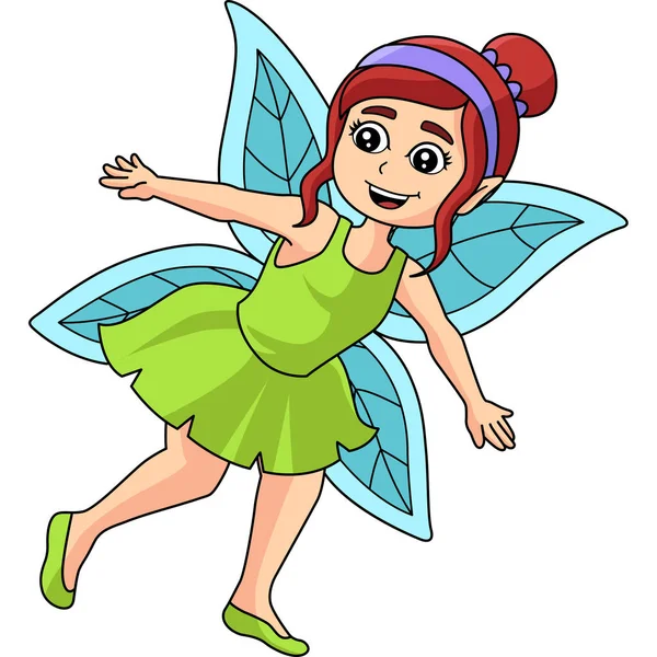 Flying Fairy Cartoon Ilustración de Clipart de colores — Vector de stock