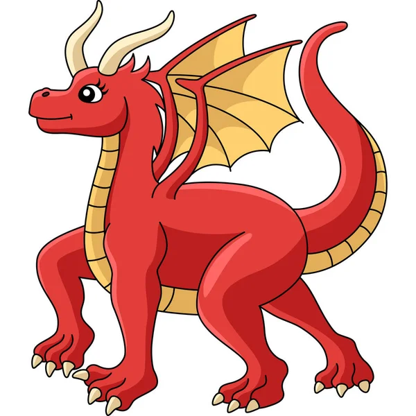 Promenade femelle dragon dessin animé couleur Clipart — Image vectorielle