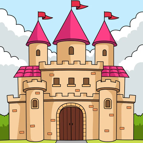 皇家城堡彩色卡通画 — 图库矢量图片
