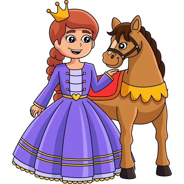 《公主与马》卡通片配色 — 图库矢量图片