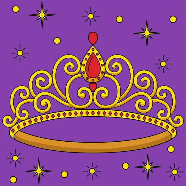 Prenses Crown Renkli Çizgi Film Çizimi — Stok Vektör