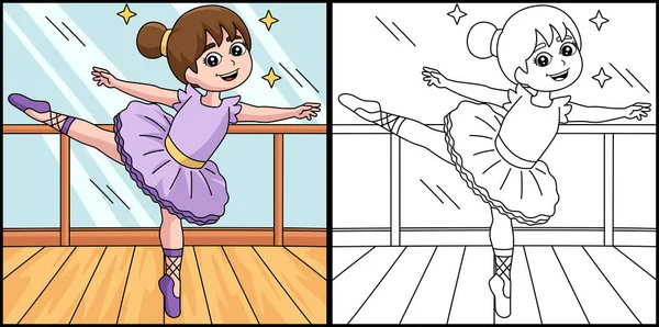 Dancing Ballerina flicka färgläggning illustration — Stock vektor