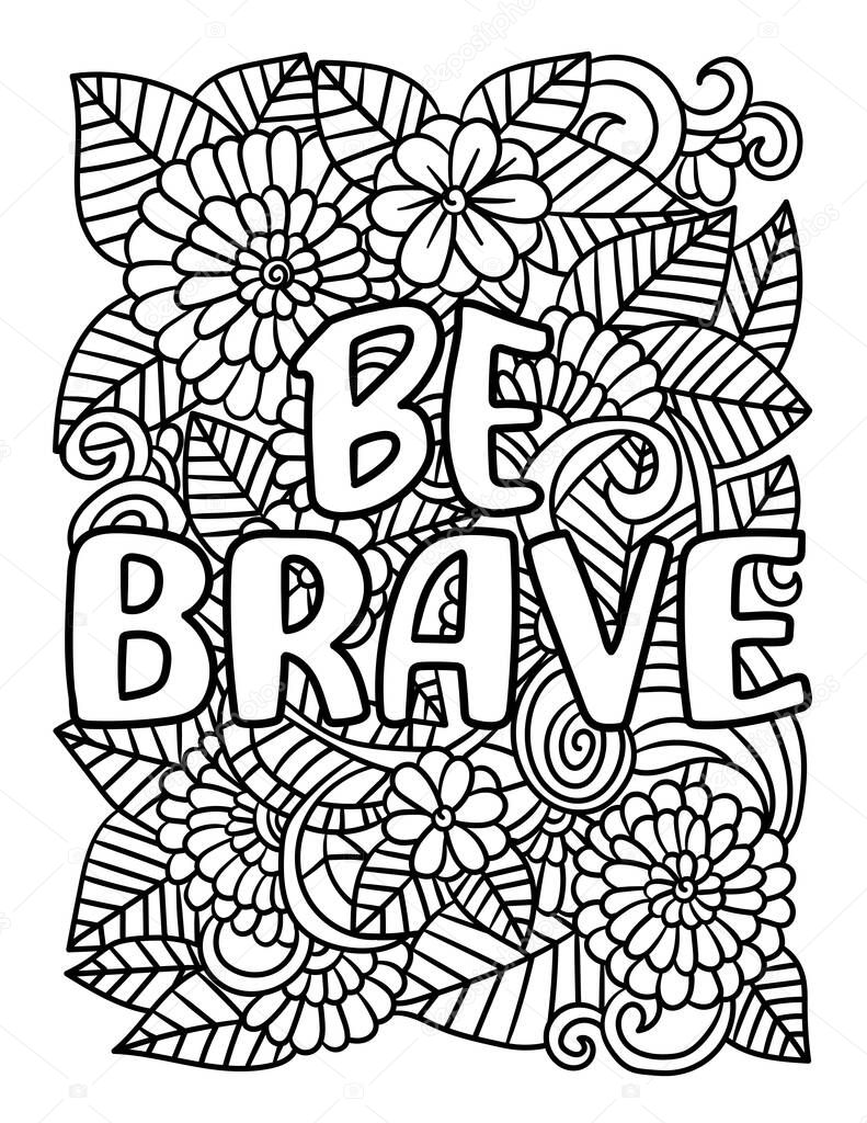 Be Brave Motivational Quote Coloring Page 