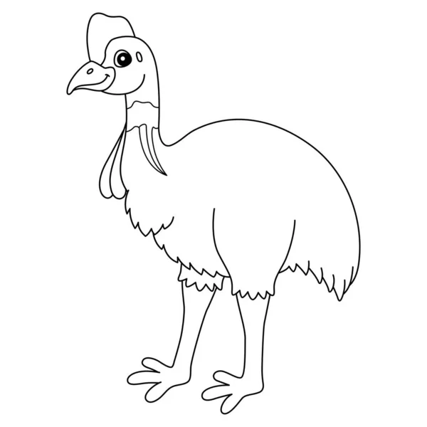 Cassowary Bird Animal Coloring Page Isolated — Stock Vector