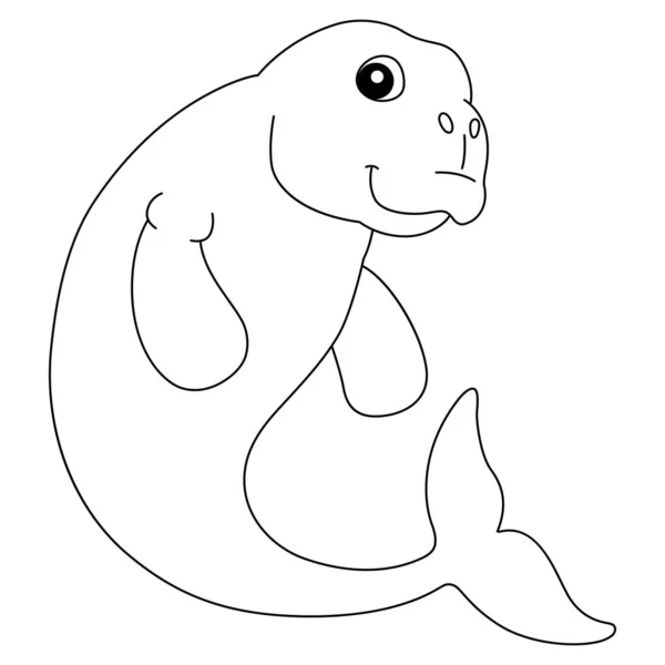 Coloriage animal Dugong isolé pour les enfants — Image vectorielle