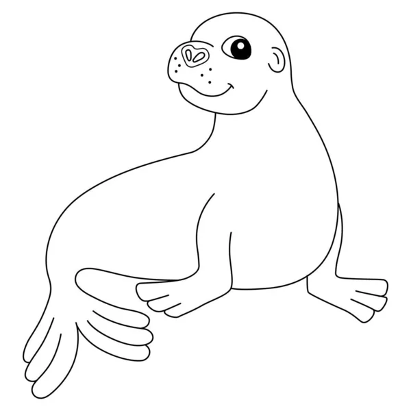 Sea Lion Animal Coloring Page Απομονωμένη για παιδιά — Διανυσματικό Αρχείο