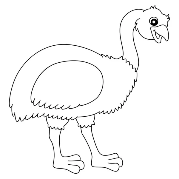 Emu Animal Coloring Page Isolated for Kids — стоковый вектор