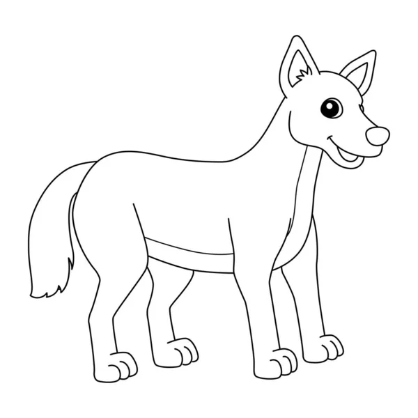 Dingo Animal Página para colorear aislado para niños — Vector de stock