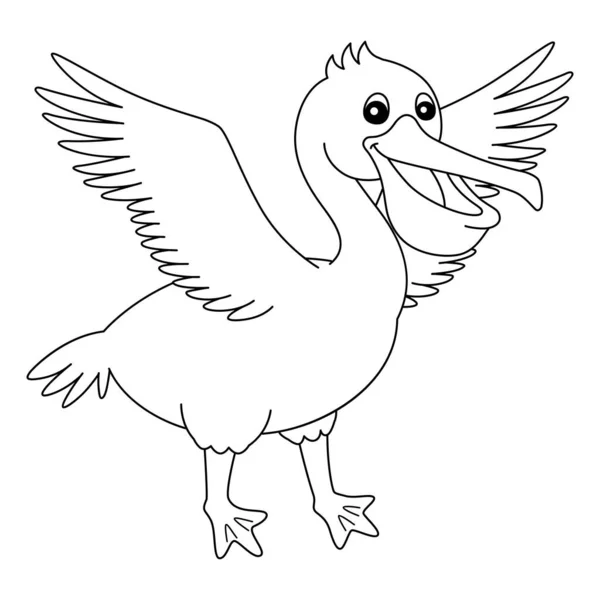 Pelican Animal Coloring Page Isolated for Kids — стоковый вектор