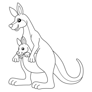 Çocuk Rengi Sayfalı Kanguru Çocuklar İçin İzole Edildi