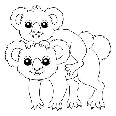 Çocuklar için izole edilmiş Çocuk Rengi Sayfalı Koala