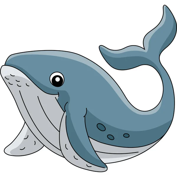 Bultrug Whale Cartoon gekleurde Clipart — Stockvector