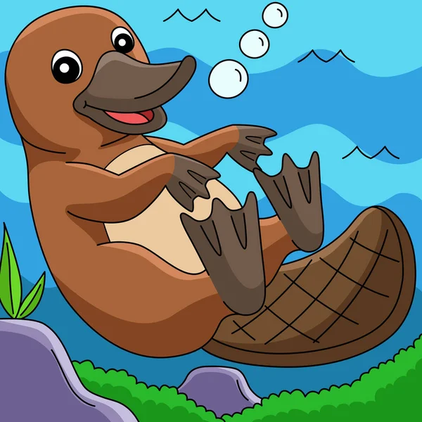 Platypus สัตว์สีการ์ตูนภาพประกอบ — ภาพเวกเตอร์สต็อก