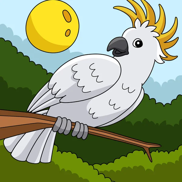 Cockatoo Animal Colored Cartoon Illustration — ストックベクタ