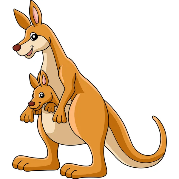Känguru mit Baby-Cartoon-Clip — Stockvektor